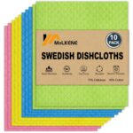 Swedish Dishcloths for Kitchen | 10 Pack Cellulose Sponge Dish Cloths Washable | Non-Scratch Reusable Towels Rags Ultra-Absorbent Cleaning Cloths Quick Drying