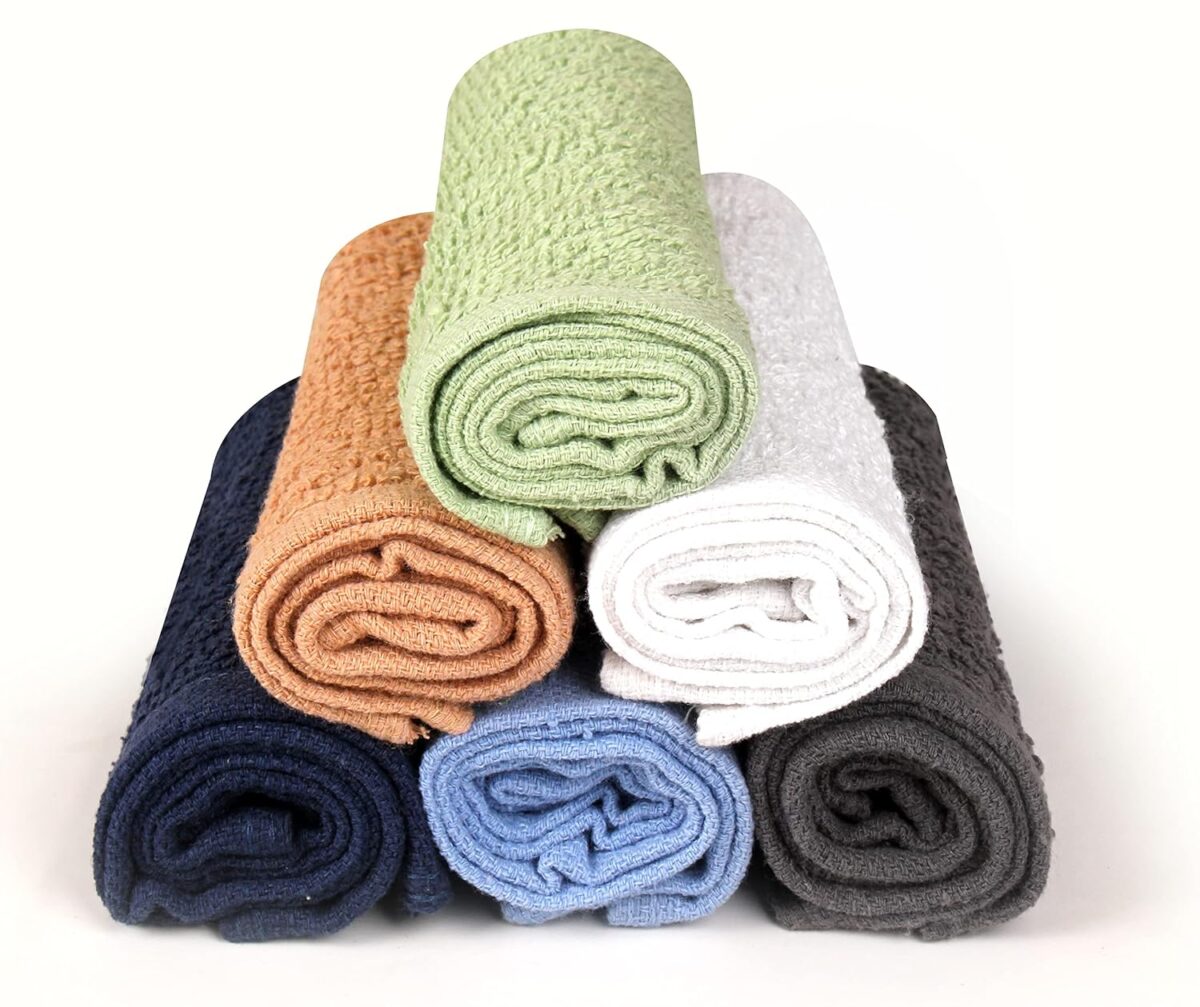 Towel and Linen Mart 100% Cotton - 24 Pack Wash Cloth Set - Flannel Face Cloths, Highly Absorbent and Soft Feel Fingertip Towels (Multi, Pack of 24)