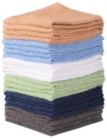 Towel and Linen Mart 100% Cotton - 24 Pack Wash Cloth Set - Flannel Face Cloths, Highly Absorbent and Soft Feel Fingertip Towels (Multi, Pack of 24)