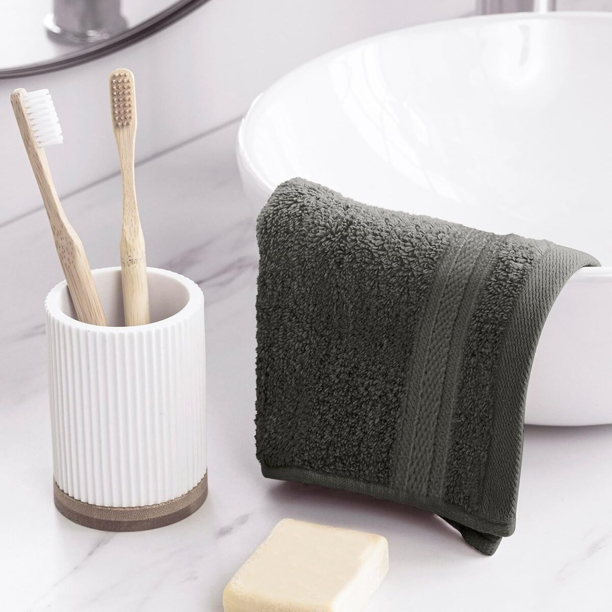 Towel and Linen Mart 100% Cotton - 24 Pack Wash Cloth Set - Flannel Face Cloths, Highly Absorbent and Soft Feel Fingertip Towels (Multi, Pack of 24)