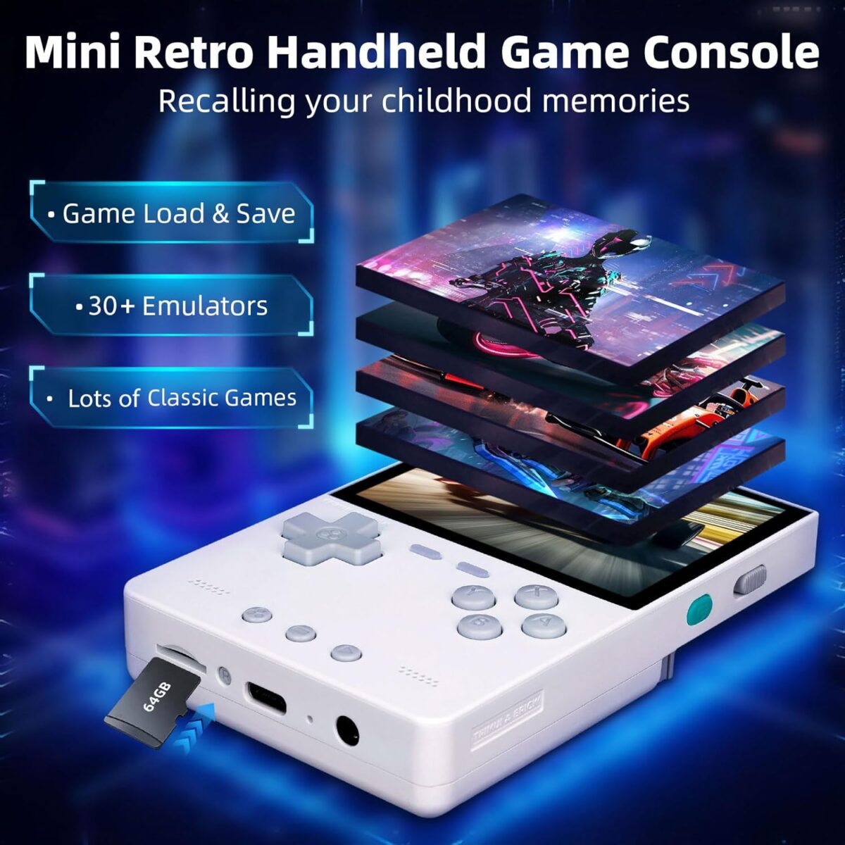 Trimui Brick Retro Handheld Game Console, Mini Video Gaming Console, 3.2'' Retro Gaming Console with IPS Screen, 64G TF Card, Multiple Classic Games Emulators, 3000mAh Battery,...