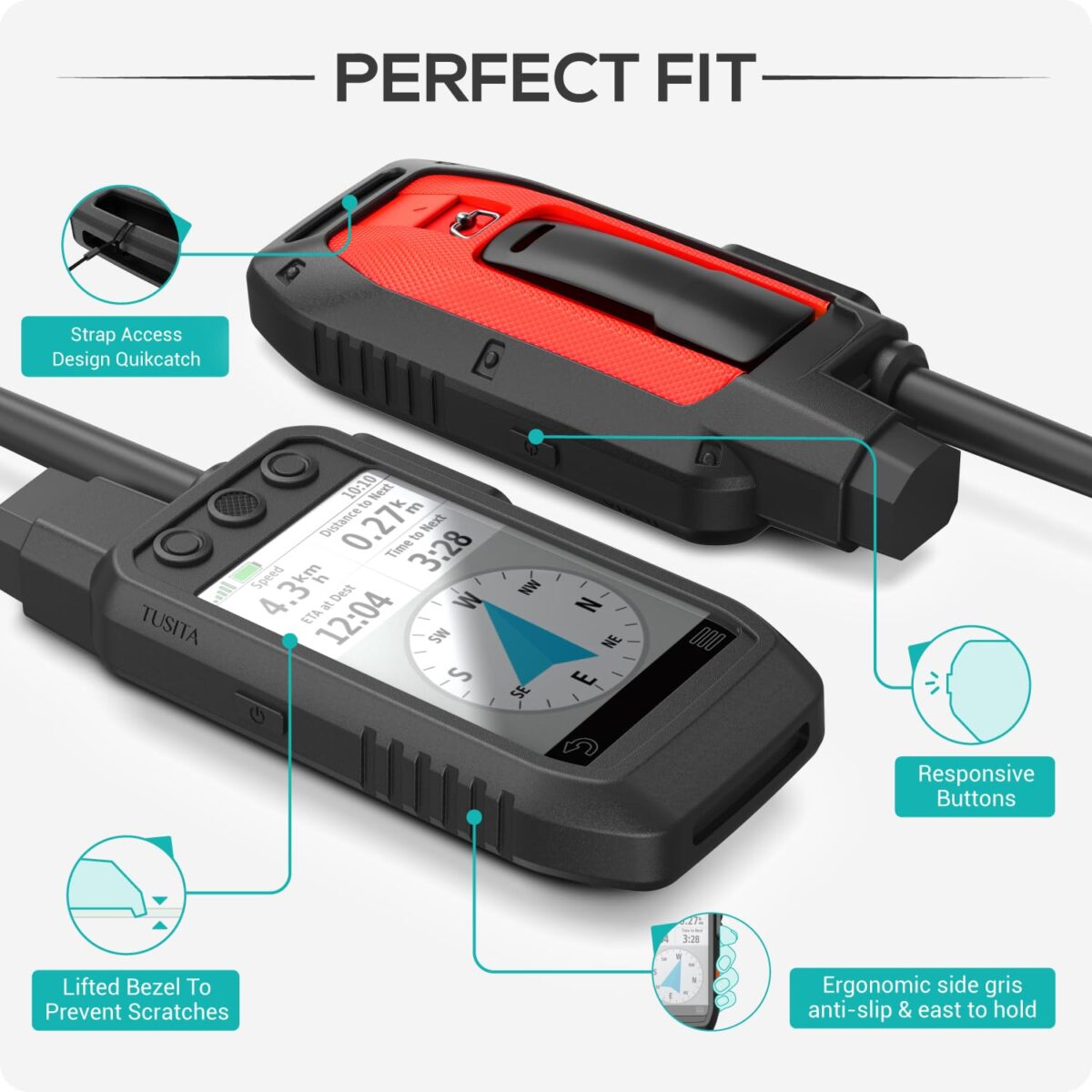 TUSITA Silicone Protective Case Compatible with Garmin Alpha 200 200i 300 300i - GPS System Accessories