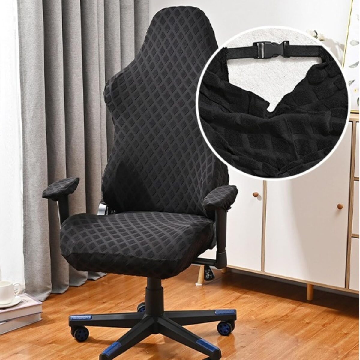 Universal Gaming Chair Cover Cat Scratch Proof Stretchable Gaming Chair Covers with Armrest/Chair Back Covers/Chair Seat Cover,Gamer Chair Cover of Game Office Chair Cover (Black)