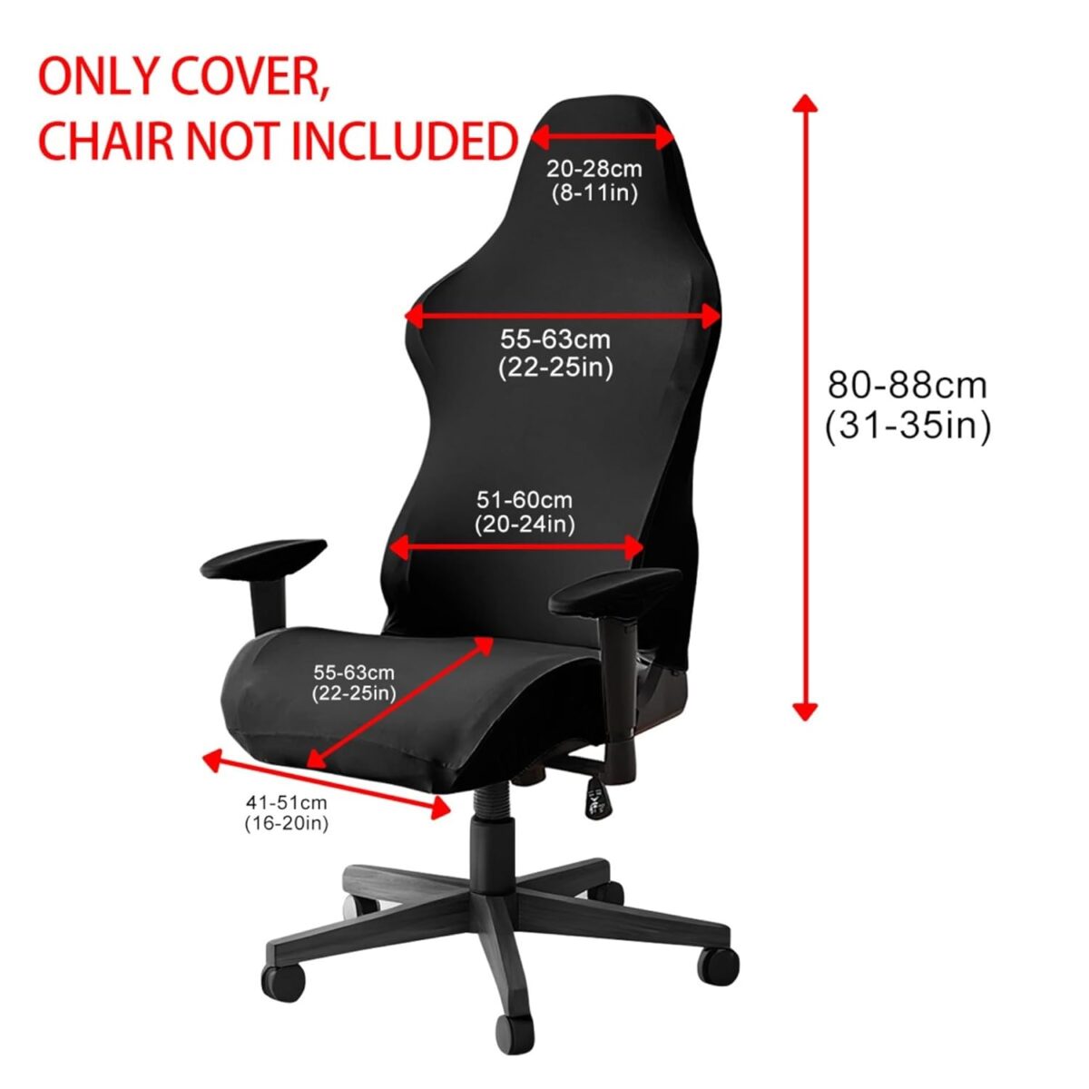 Universal Gaming Chair Cover Cat Scratch Proof Stretchable Gaming Chair Covers with Armrest/Chair Back Covers/Chair Seat Cover,Gamer Chair Cover of Game Office Chair Cover (Black)