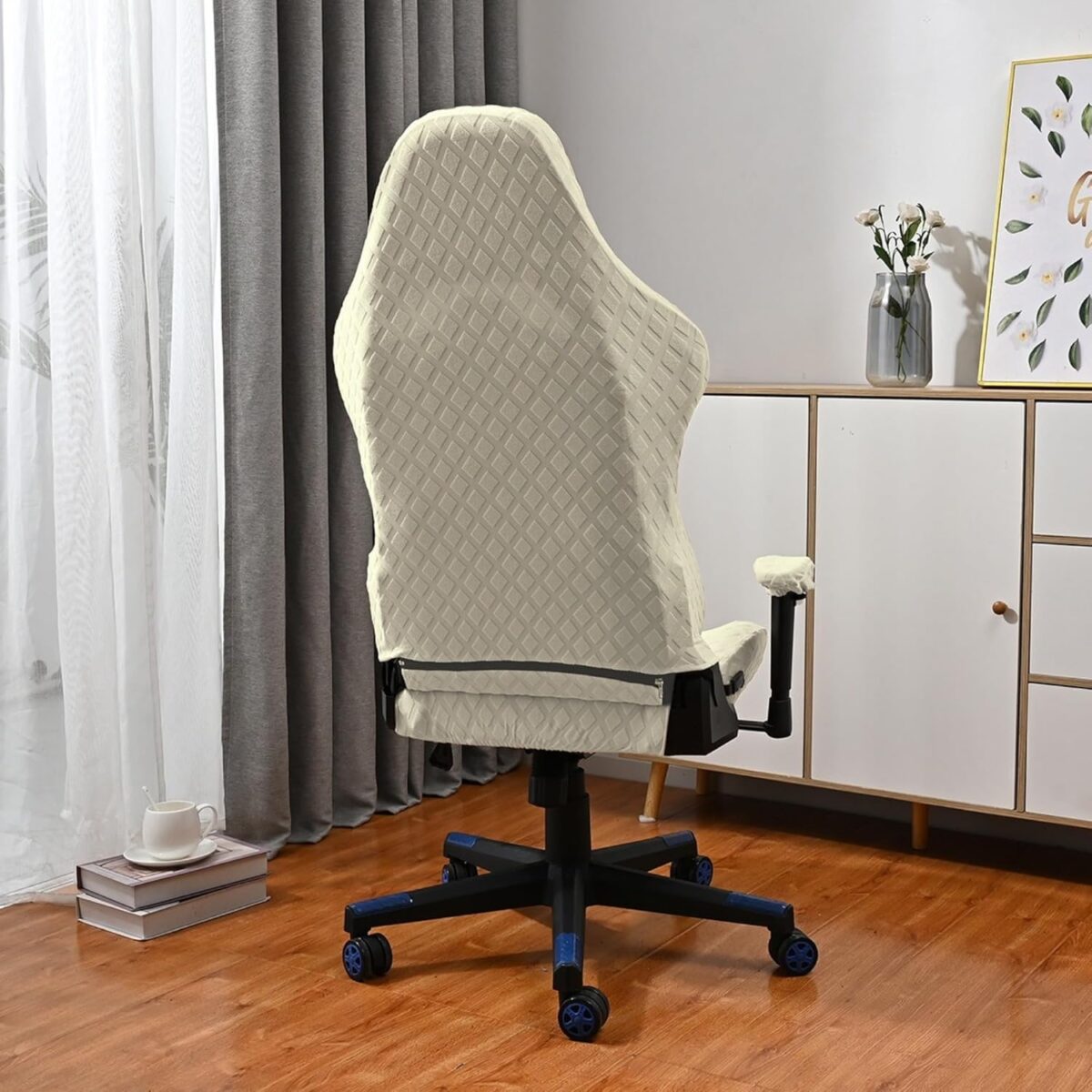 Universal Gaming Chair Cover Cat Scratch Proof Stretchable Gaming Chair Covers with Armrest/Chair Back Covers/Chair Seat Cover,Gamer Chair Cover of Game Office Chair Cover (Black)