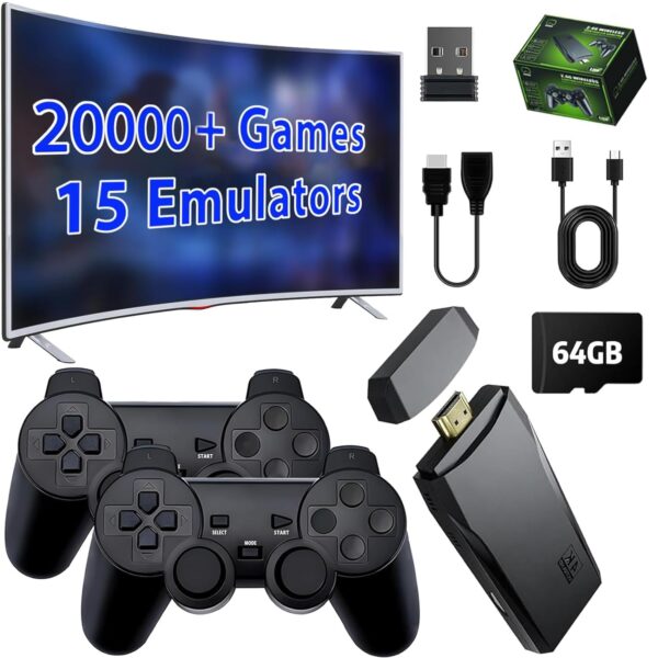 Upgrade Wireless Retro Game Console Stick, ZeroStory Retro Video Game Console Stick Built in 20000+ Games with 15 Emulators, 4K HDMI Output with 2 2.4G Wireless Controllers...