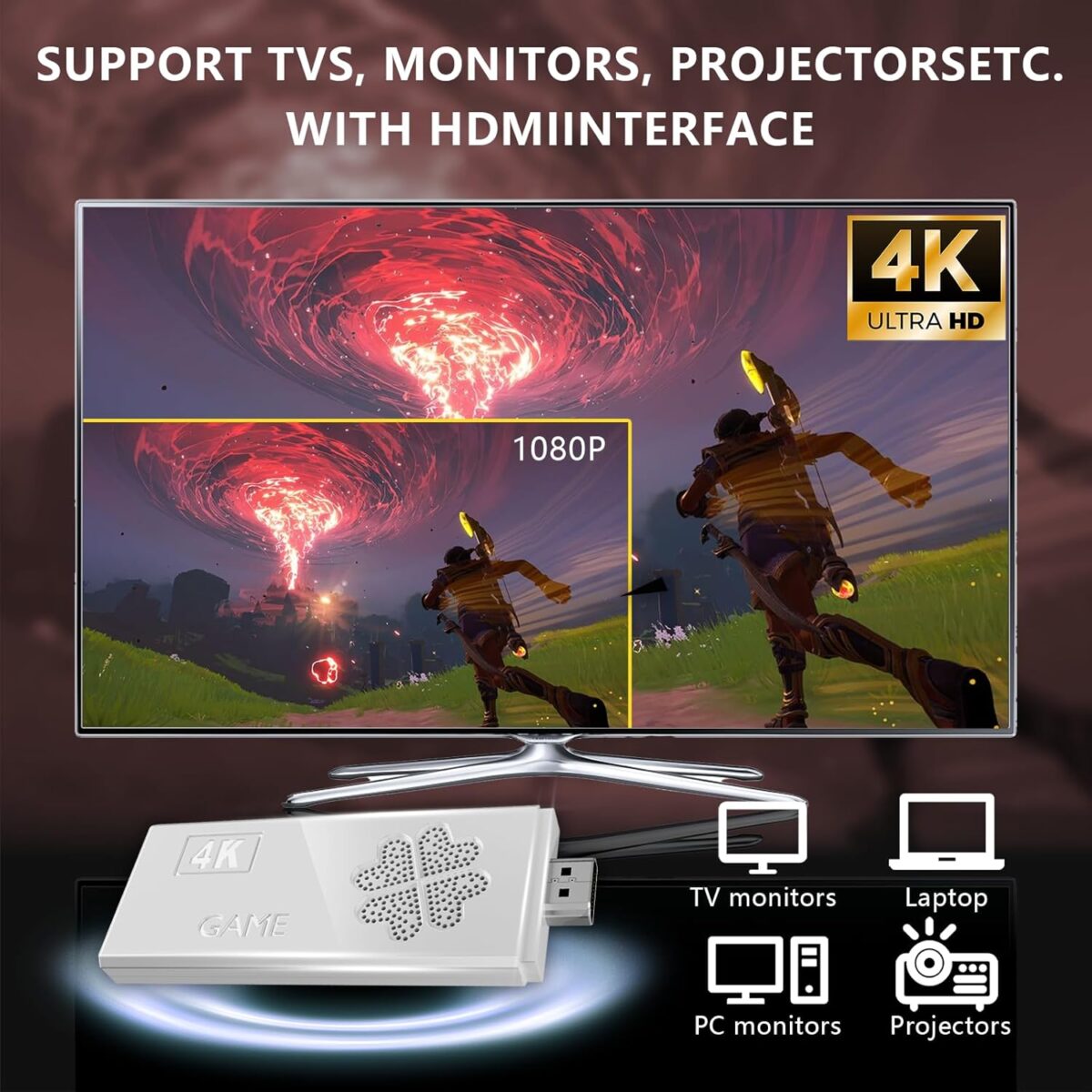 Upgraded Model Wireless Retro Game Stick,Retro Video Game Console,9 emulators, (64G),with Over 40000 Built-in Electronic Games,4K HDMI Output,Dual 2.4G Wireless Control Plug and...