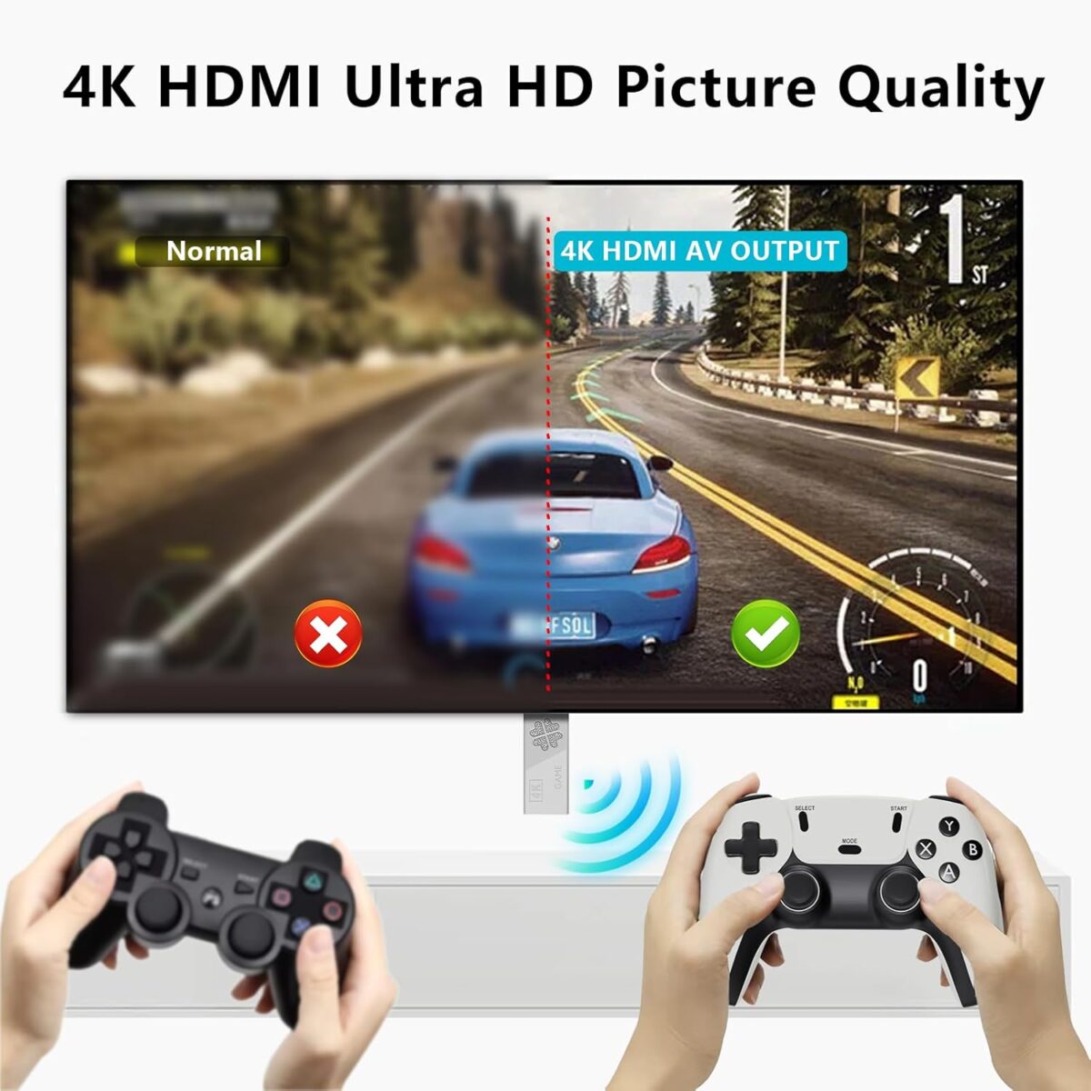 Upgraded Model Wireless Retro Game Stick,Retro Video Game Console,9 emulators, (64G),with Over 40000 Built-in Electronic Games,4K HDMI Output,Dual 2.4G Wireless Control Plug and...