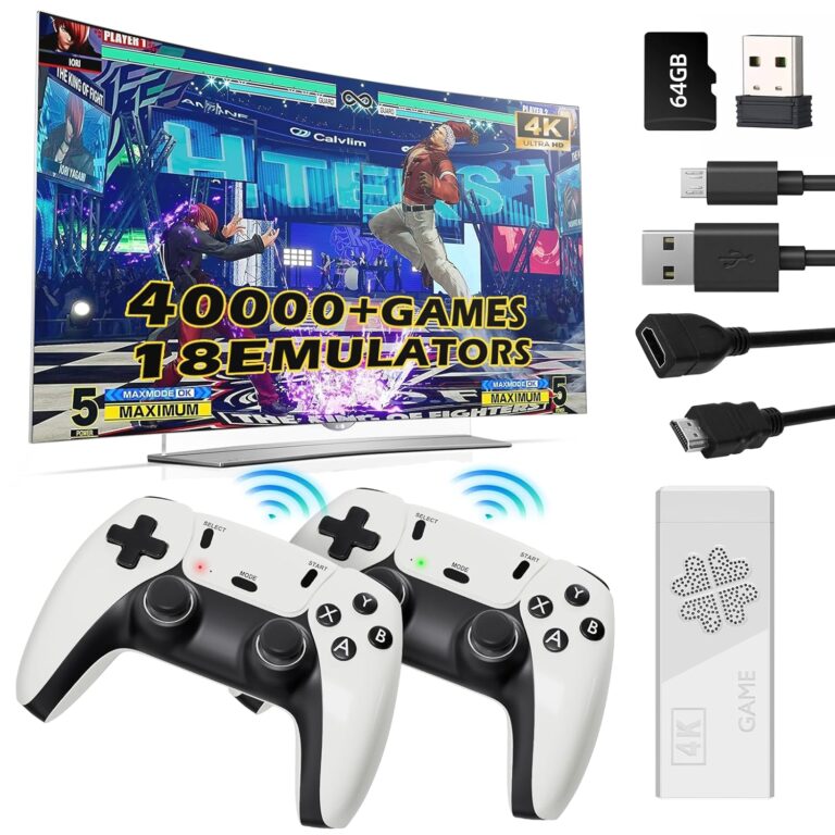 Upgraded Model Wireless Retro Game Stick,Retro Video Game Console,9 emulators, (64G),with Over 40000 Built-in Electronic Games,4K HDMI Output,Dual 2.4G Wireless Control Plug and...