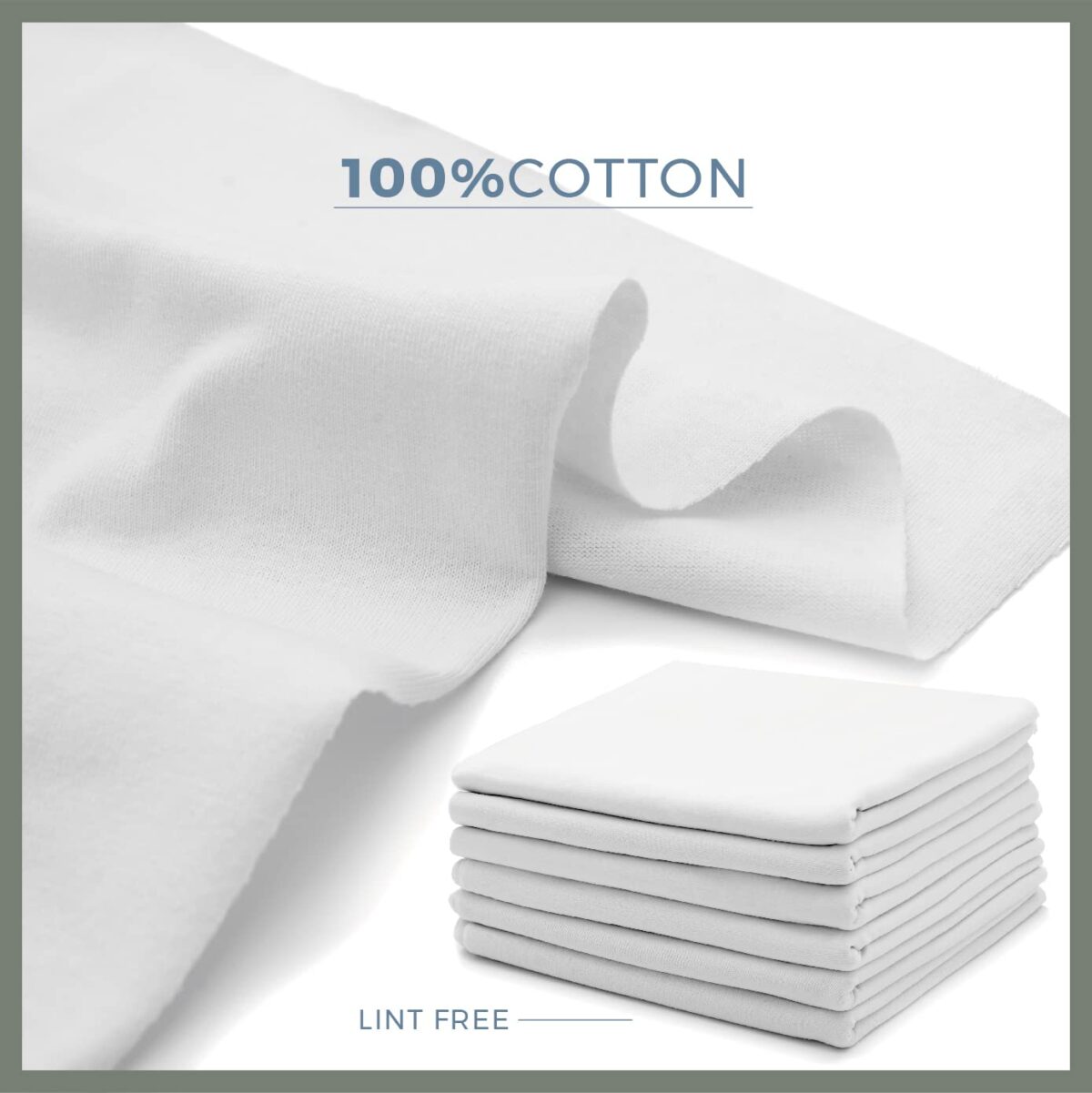 VALENGO Lint Free 100% Cotton New Rags for Dust Cleaning, Soft Tshirt Rags for Cast Iron, Staining Wood, Shoe Polish Cloth Bag, 17”x17”- (7 Pack)