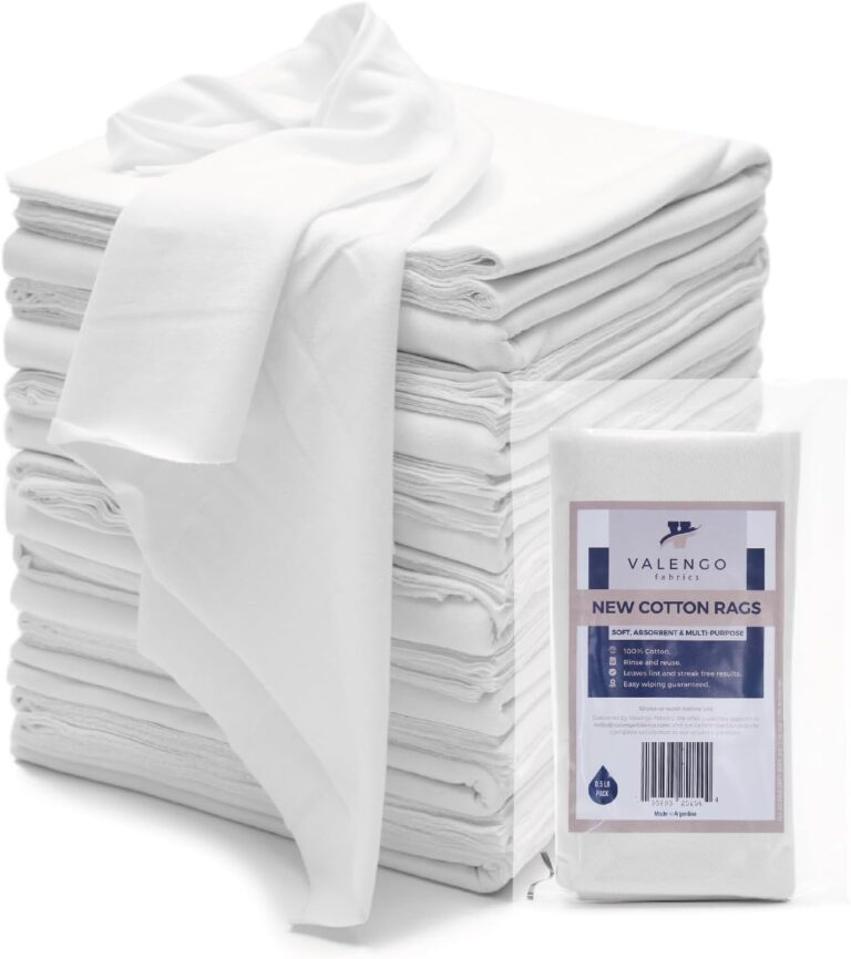 VALENGO Lint Free 100% Cotton New Rags for Dust Cleaning, Soft Tshirt Rags for Cast Iron, Staining Wood, Shoe Polish Cloth Bag, 17”x17”- (7 Pack)