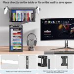 Video Game Storage Tower Holder with Controller Stand, Wall Mount Game Organizers and Storage for Nintendo Switch 2/ PS5/ PS4/ Xbox, Vertical & Horizontal Stand for 20 Gaming...