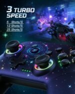 VOYEE Switch Controller, LED Star Wireless Pro Controllers Compatible with Lite/OLED, Multi-Platform Windows PC with 9 Colors Colorful RGB...