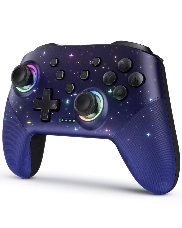 VOYEE Switch Controller, LED Star Wireless Pro Controllers Compatible with Lite/OLED, Multi-Platform Windows PC with 9 Colors Colorful RGB...