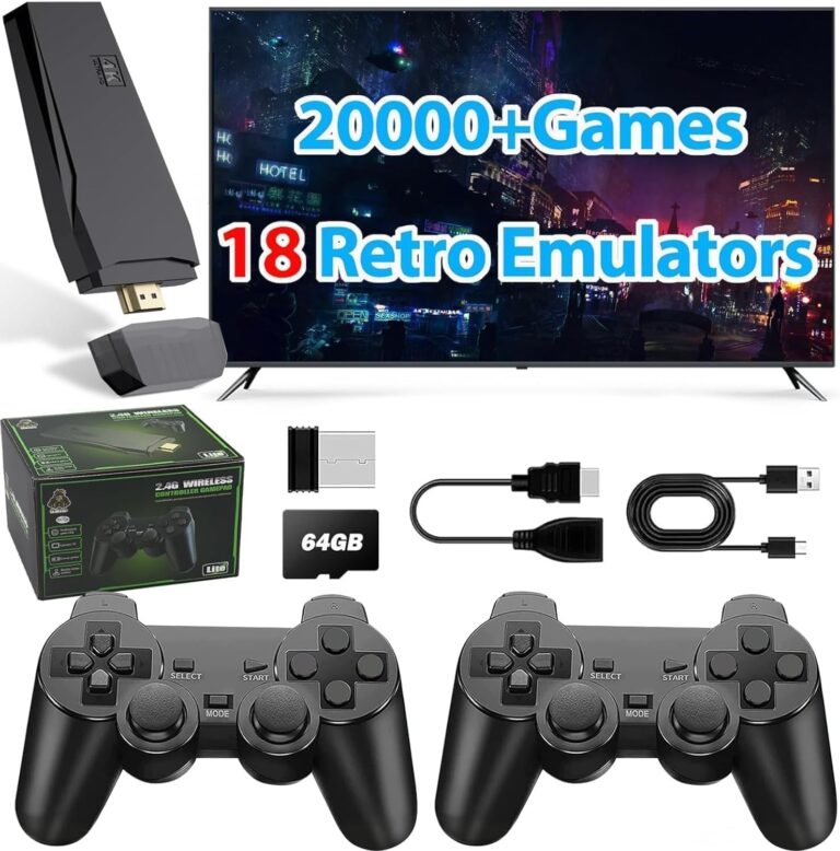 Wireless Retro Game Console Stick Built-in 20000+ Classic Games, 4K HDMI Output Nostalgia Plug & Play Retro Video Gaming Stick with 18 Emulators and Dual 2.4G Wireless...