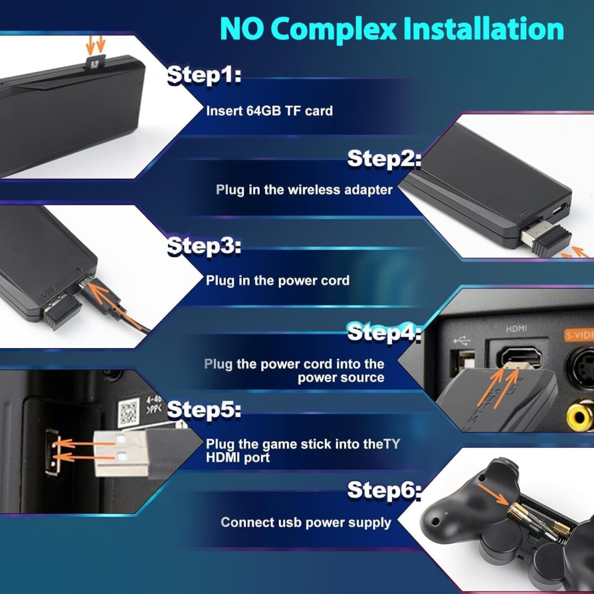 Wireless Retro Game Console Stick Built-in 20000+ Classic Games, 4K HDMI Output Nostalgia Plug & Play Retro Video Gaming Stick with 18 Emulators and Dual 2.4G Wireless...