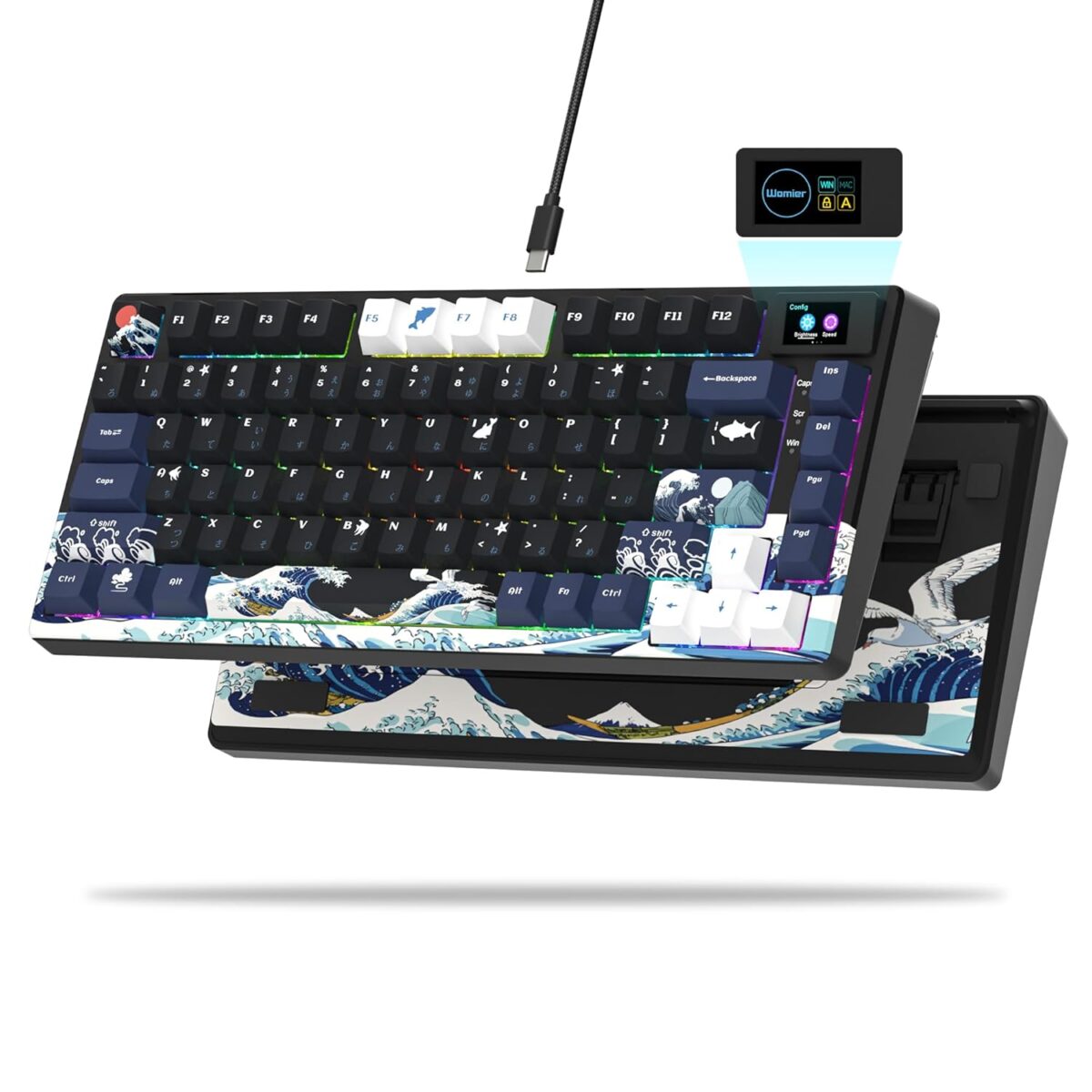 Womier S-K80 75% Keyboard with Color Multimedia Display Mechanical Gaming Keyboard, Wired Hot Swappable Gasket Mount RGB Custom Key Board, Pre-lubed Stabilizer for Mac/Win,...