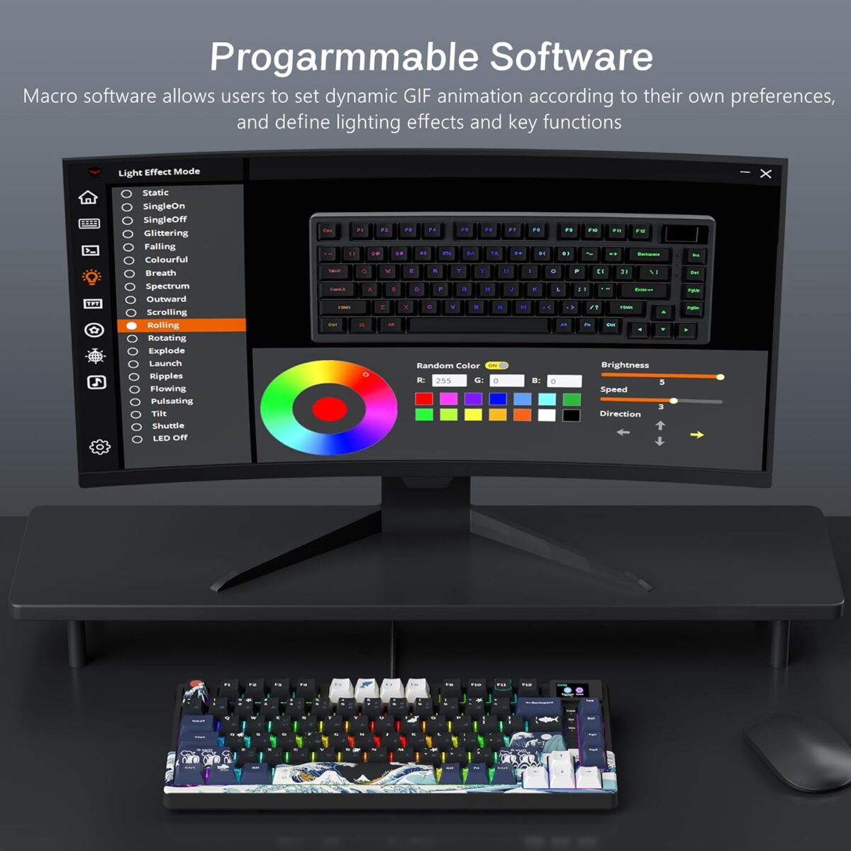 Womier S-K80 75% Keyboard with Color Multimedia Display Mechanical Gaming Keyboard, Wired Hot Swappable Gasket Mount RGB Custom Key Board, Pre-lubed Stabilizer for Mac/Win,...