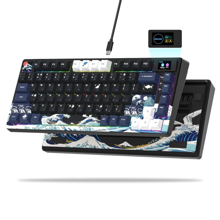 Womier S-K80 75% Keyboard with Color Multimedia Display Mechanical Gaming Keyboard, Wired Hot Swappable Gasket Mount RGB Custom Key Board, Pre-lubed Stabilizer for Mac/Win,...