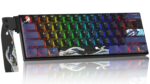 COSTOM WK61 PRO 60% Percent Keyboard with QMK, Black Kanagawa Wired Mechanical Gaming Keyboard with Strap RGB Backlit, Anime Pudding PBT Keycaps, Hot Swappable POM Linear Red...