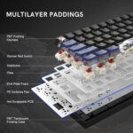 COSTOM WK61 PRO 60% Percent Keyboard with QMK, Black Kanagawa Wired Mechanical Gaming Keyboard with Strap RGB Backlit, Anime Pudding PBT Keycaps, Hot Swappable POM Linear Red...