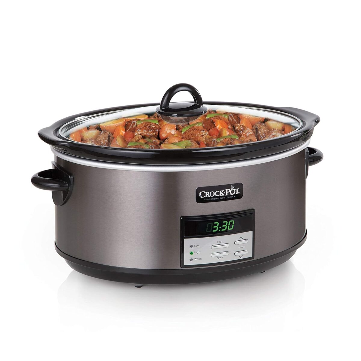 Crock-Pot 6 Quart Programmable Slow Cooker with Timer and Auto Food Warmer Setting, Stainless Steel