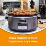 Crock-Pot 6 Quart Programmable Slow Cooker with Timer and Auto Food Warmer Setting, Stainless Steel