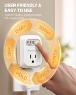 DEWENWILS Indoor Countdown Timer Outlet, 15/30/45/60min Settings, Auto Shut Off Safety Outlet for Curling Iron, Steam Iron, Cell Phone, 125V/15A/1000W, Grounded, 3 Prong, 1/3 HP