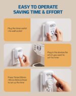 DEWENWILS Indoor Countdown Timer Outlet, 15/30/45/60min Settings, Auto Shut Off Safety Outlet for Curling Iron, Steam Iron, Cell Phone, 125V/15A/1000W, Grounded, 3 Prong, 1/3 HP