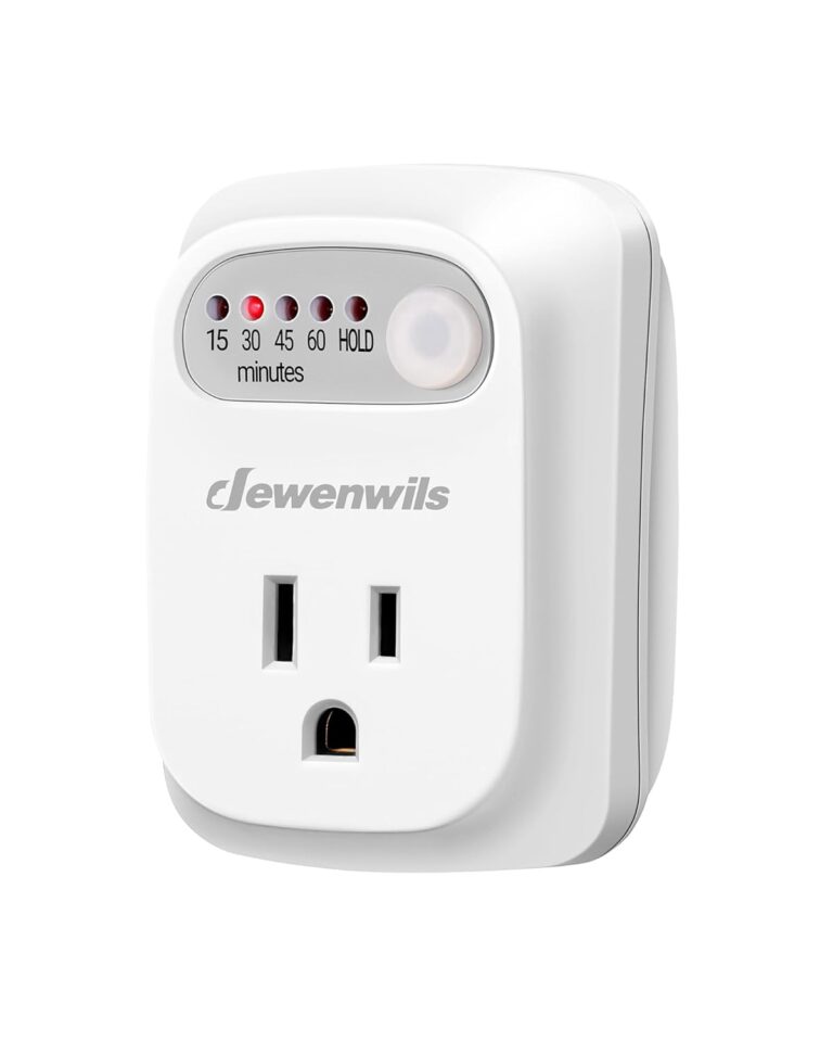 DEWENWILS Indoor Countdown Timer Outlet, 15/30/45/60min Settings, Auto Shut Off Safety Outlet for Curling Iron, Steam Iron, Cell Phone, 125V/15A/1000W, Grounded, 3 Prong, 1/3 HP