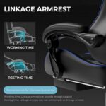 GTPLAYER Gaming Chair, Computer Chair with Footrest and Lumbar Support, Height Adjustable Game Chair with 360°-Swivel Seat and Headrest and for Office or Gaming (Faux Leather,...