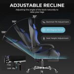 GTPLAYER Gaming Chair, Computer Chair with Footrest and Lumbar Support, Height Adjustable Game Chair with 360°-Swivel Seat and Headrest and for Office or Gaming (Faux Leather,...