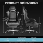 GTPLAYER Gaming Chair, Computer Chair with Footrest and Lumbar Support, Height Adjustable Game Chair with 360°-Swivel Seat and Headrest and for Office or Gaming (Faux Leather,...