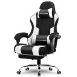 GTPLAYER Gaming Chair, Computer Chair with Footrest and Lumbar Support, Height Adjustable Game Chair with 360°-Swivel Seat and Headrest and for Office or Gaming (Fabric, Black &...