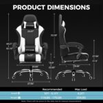 GTPLAYER Gaming Chair, Computer Chair with Footrest and Lumbar Support, Height Adjustable Game Chair with 360°-Swivel Seat and Headrest and for Office or Gaming (Fabric, Black &...