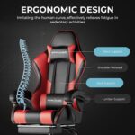 GTPLAYER Gaming Chair, Computer Chair with Footrest and Lumbar Support, Height Adjustable Game Chair with 360°-Swivel Seat and Headrest and for Office or Gaming (Faux Leather, Red)
