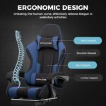 GTPLAYER Gaming Chair, Computer Chair with Footrest and Lumbar Support, Height Adjustable Game Chair with 360°-Swivel Seat and Headrest and for Office or Gaming (Blue, Fabric)
