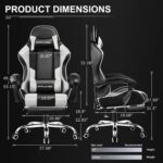 GTPLAYER Gaming Chair, Computer Chair with Footrest and Lumbar Support, Height Adjustable Game Chair with 360°-Swivel Seat and Headrest and for Office or Gaming (Blue, Fabric)