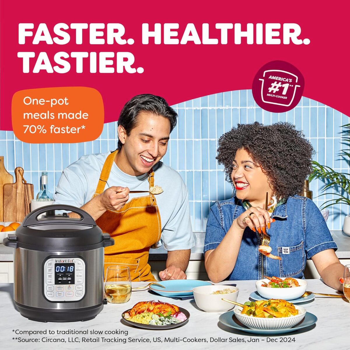 Instant Pot Duo 7-in-1 Electric Pressure Cooker, Slow Cooker, Rice Cooker, Steamer, Sauté, Yogurt Maker, Warmer & Sterilizer, Includes App With Over 800 Recipes, Stainless...