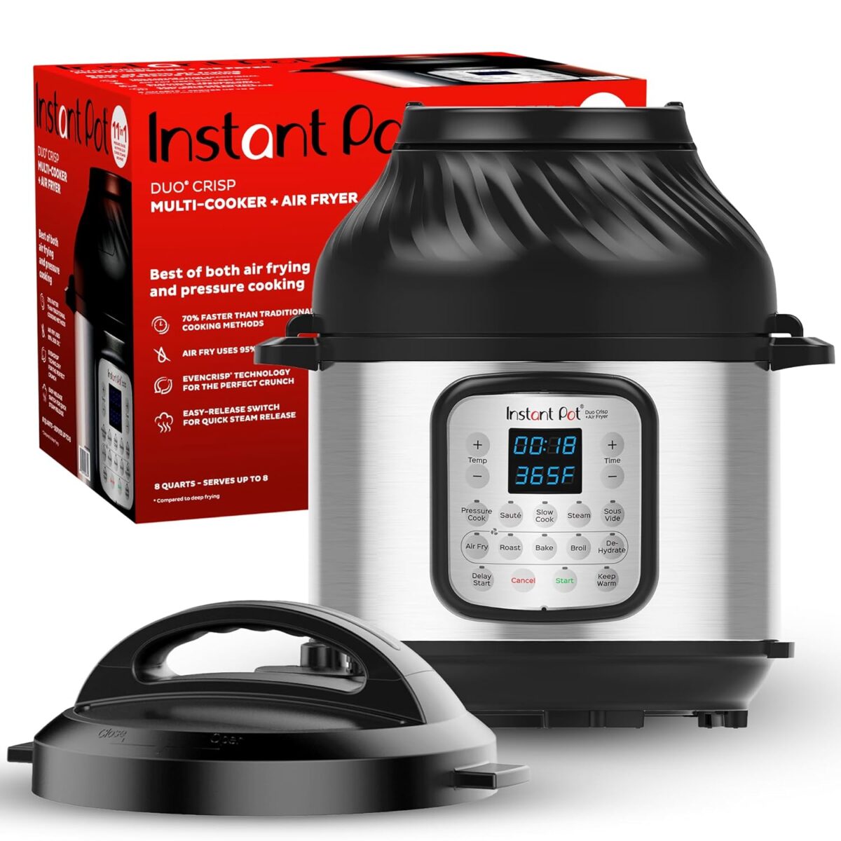 Instant Pot Duo 7-in-1 Electric Pressure Cooker, Slow Cooker, Rice Cooker, Steamer, Sauté, Yogurt Maker, Warmer & Sterilizer, Includes App With Over 800 Recipes, Stainless...