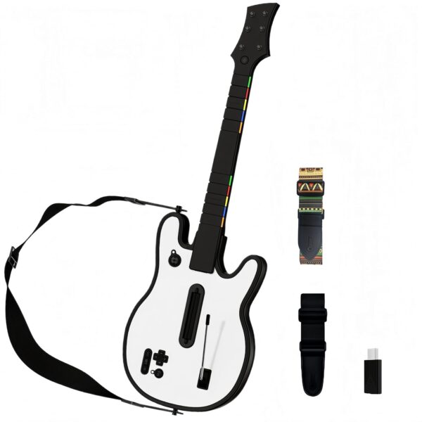Lyvix Guitar Hero Guitar Controller for PS4/PS3/PC - Wireless Rechargeable Game Guitar for Guitar Hero, Rock Band, Clone Hero, Fortnite Festival, with Replaceable Straps, RGB...