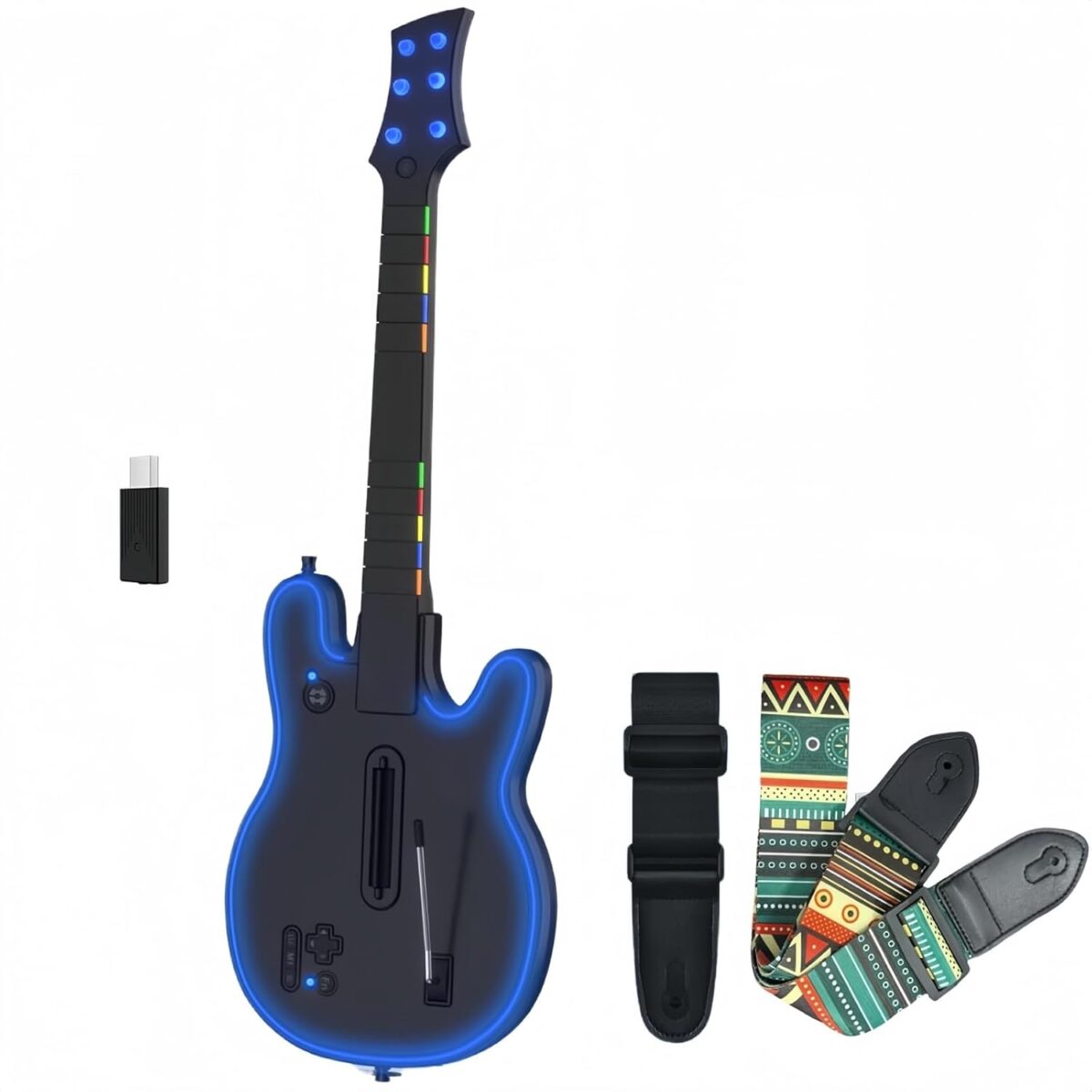 Lyvix Guitar Hero Guitar Controller for PS4/PS3/PC, Wireless Rechargeable Game Guitar for Guitar Hero, Rock Band, Clone Hero, Fortnite Festival, with Replaceable Straps, RGB...