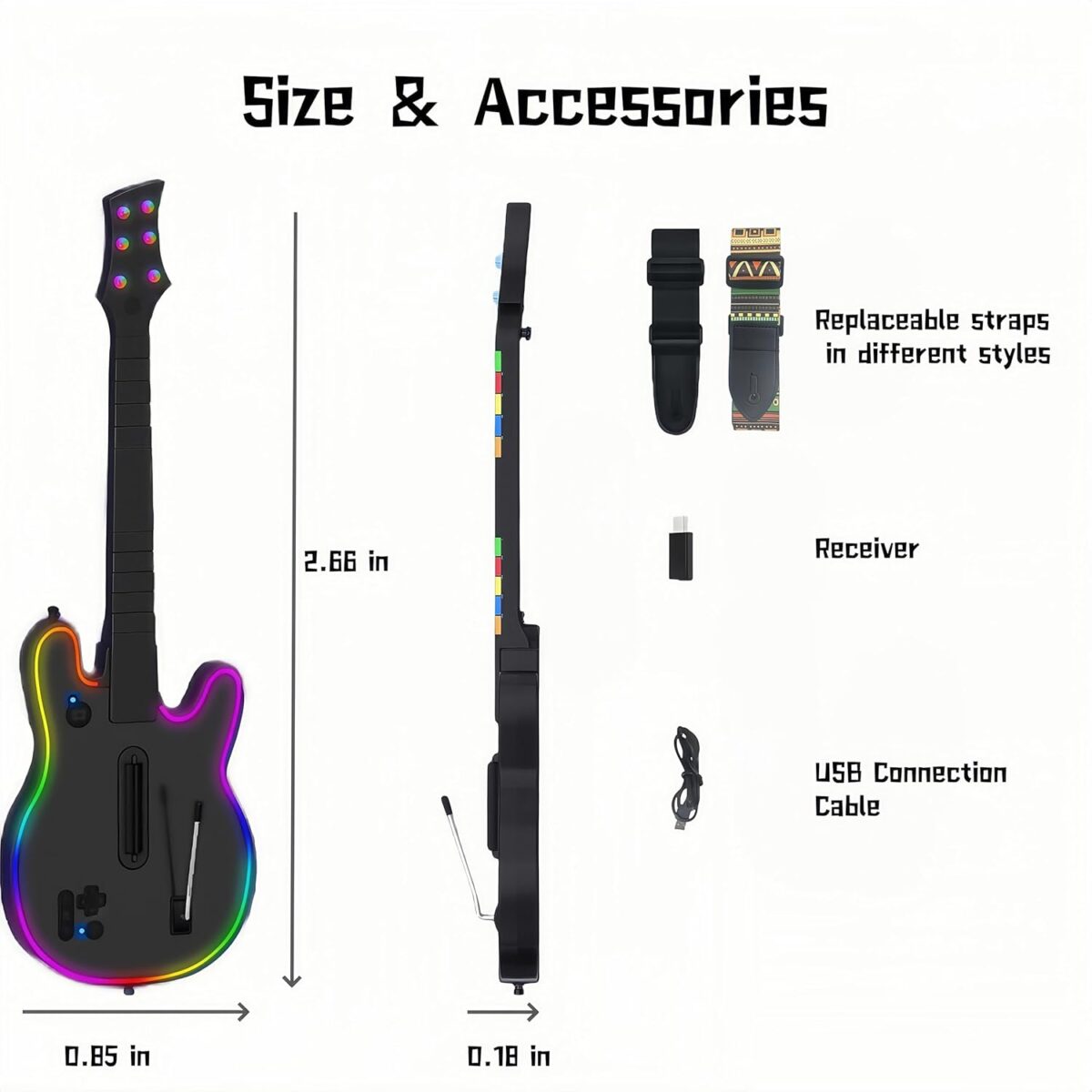 Lyvix Guitar Hero Guitar Controller for PS4/PS3/PC, Wireless Rechargeable Game Guitar for Guitar Hero, Rock Band, Clone Hero, Fortnite Festival, with Replaceable Straps, RGB...