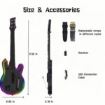Lyvix Guitar Hero Guitar Controller for PS4/PS3/PC, Wireless Rechargeable Game Guitar for Guitar Hero, Rock Band, Clone Hero, Fortnite Festival, with Replaceable Straps, RGB...