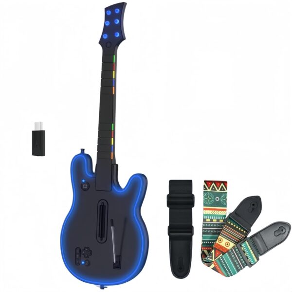 Lyvix Guitar Hero Guitar Controller for PS4/PS3/PC, Wireless Rechargeable Game Guitar for Guitar Hero, Rock Band, Clone Hero, Fortnite Festival, with Replaceable Straps, RGB...