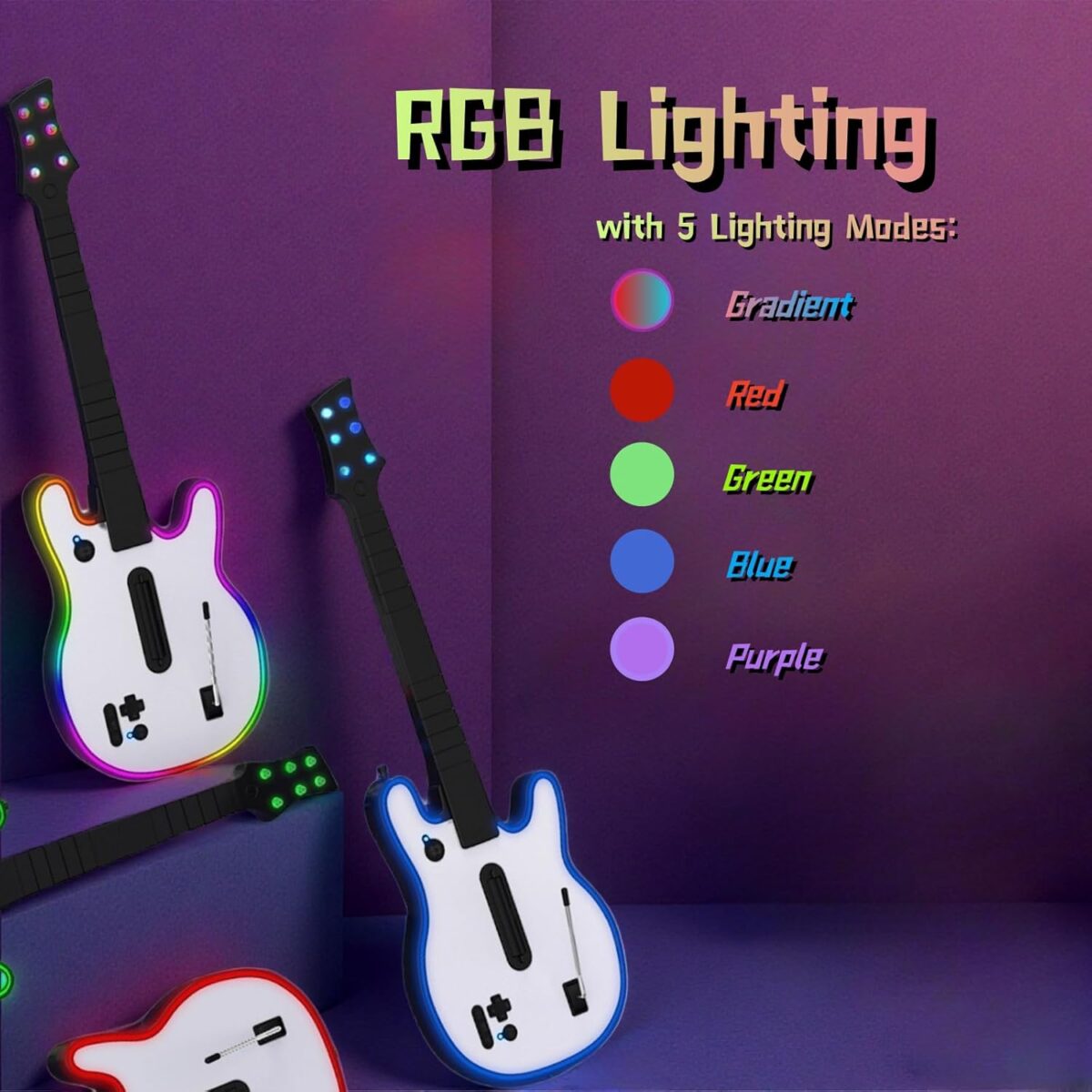Lyvix Guitar Hero Guitar Controller for PS4/PS3/PC, Wireless Rechargeable Game Guitar for Guitar Hero, Rock Band, Clone Hero, Fortnite Festival, with Replaceable Straps, RGB...