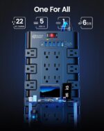 Power Strip, SUPERDANNY Surge Protector with 22 AC Outlets and 6 USB Charging Ports, 1875W/15A, 2100 Joules, 6.5Ft Flat Plug Heavy Duty Extension Cord for Home, Office, Dorm,...