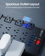 Power Strip, SUPERDANNY Surge Protector with 22 AC Outlets and 6 USB Charging Ports, 1875W/15A, 2100 Joules, 6.5Ft Flat Plug Heavy Duty Extension Cord for Home, Office, Dorm,...