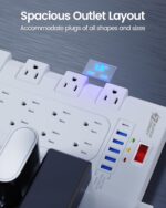 Power Strip, SUPERDANNY Surge Protector with 22 AC Outlets and 6 USB Charging Ports, 1875W/15A, 2100 Joules, 6.5Ft Flat Plug Heavy Duty Extension Cord for Home, Office, Dorm,...