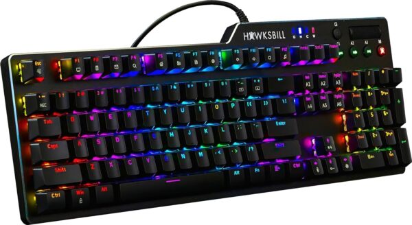 Scorpion V1 Wired Mechanical Gaming Keyboard - USB-A W/USB-C Connection Adaptor â€“ Tactile & Clicky â€“ Brilliant RGB Lighting Customizable Keys & Multimedia Function 104 Keys